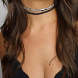 Notte Crystal & Leather Choker