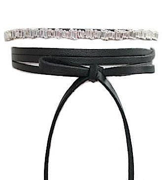 Notte Crystal & Leather Choker